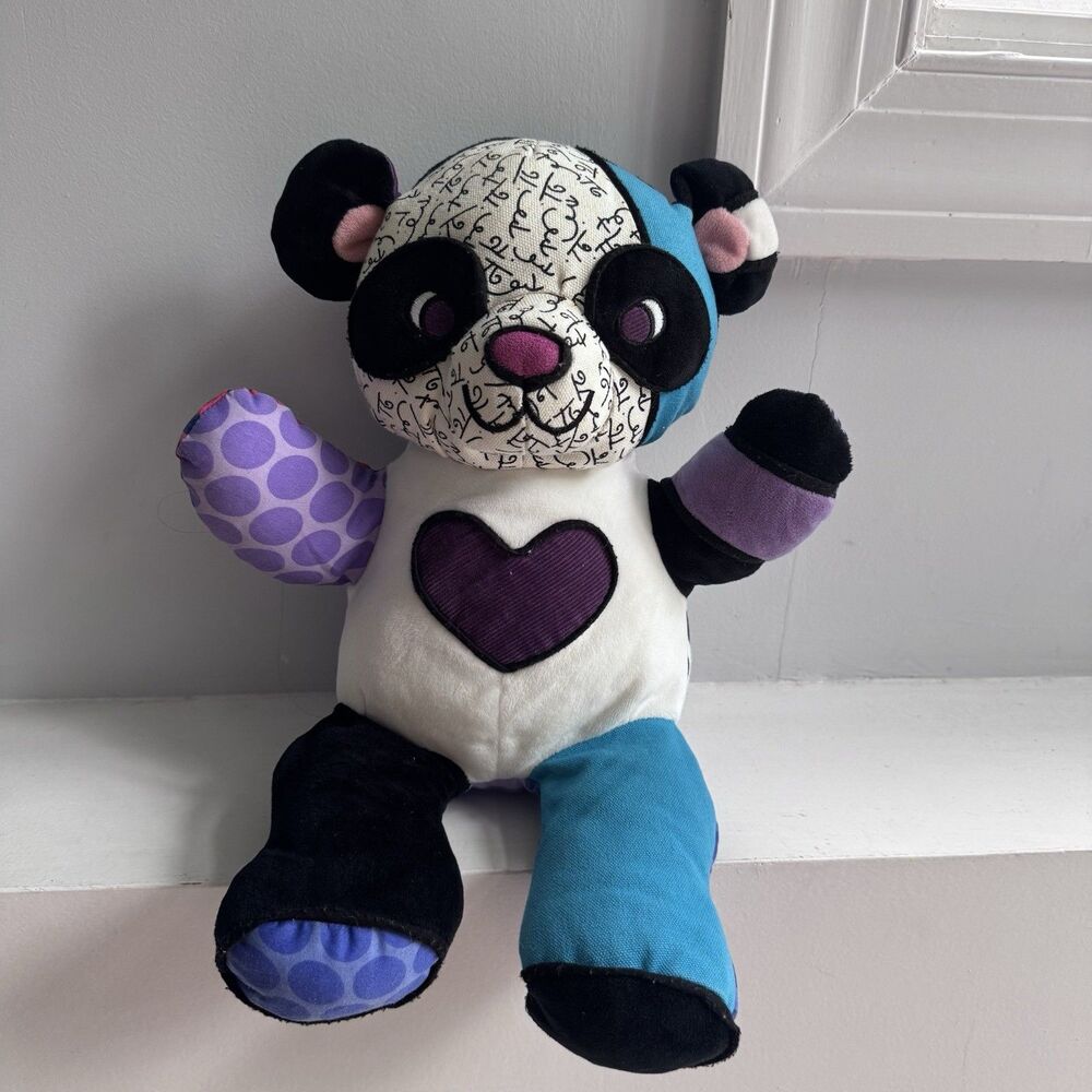 Romero Britto Pop Plush Panda Bear by Enesco - 13" Colorful Patchwork Stuffed